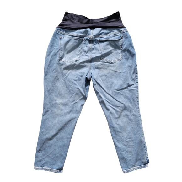 Old Navy Maternity Full Panel Cropped Step Hem Boyfriend Straight Jeans 20 Long - Picture 2 of 6